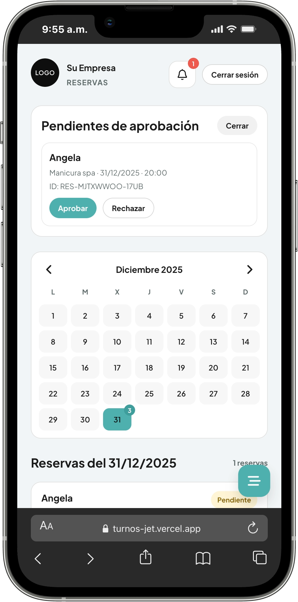 Notificaciones por mail de reservas